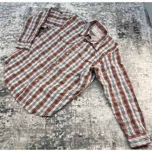 Filson Garment Men Large Plaid Outdoor Hiking Shirt Technical Gorpcore Blue Red‎